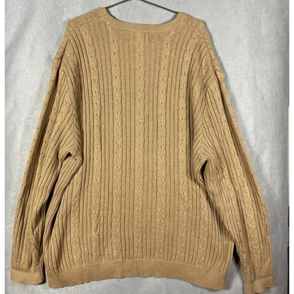 Eddie Bauer VTG Mens Cable Knit Crewneck 90's Retro Grandpa Sweater Size XXL - Picture 4 of 8